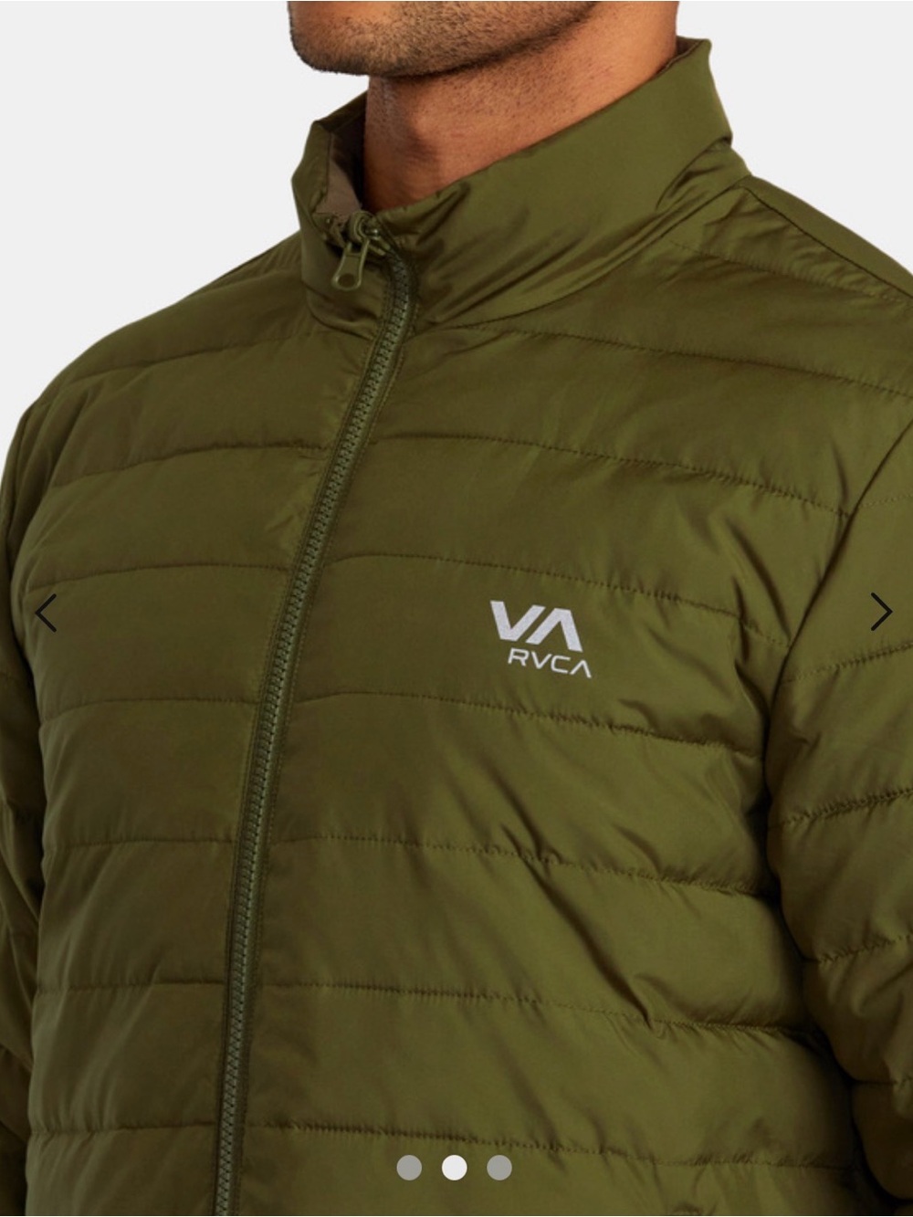RVCA Olive Green Quilted Lightweight Puffer Jacket